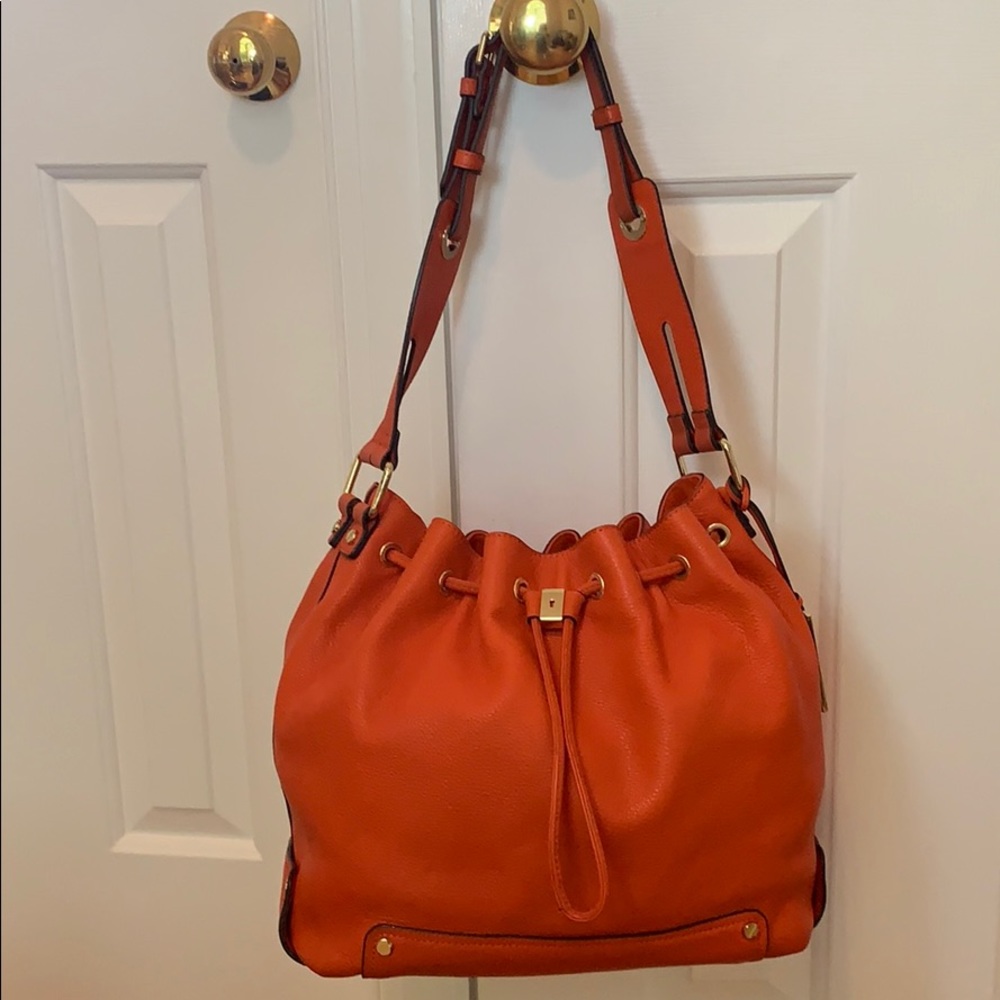 Vince Camuto Jill Drawstring Leather Bag - Orange